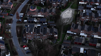 Luchtfoto van een deel van de wijk Den Elding.